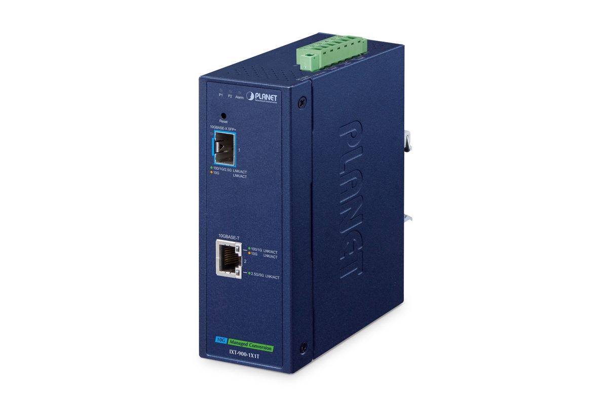 PLANET IP40 Industriële 1-poorts netwerkmediaconverter 10000 Mbit/s Blauw-0