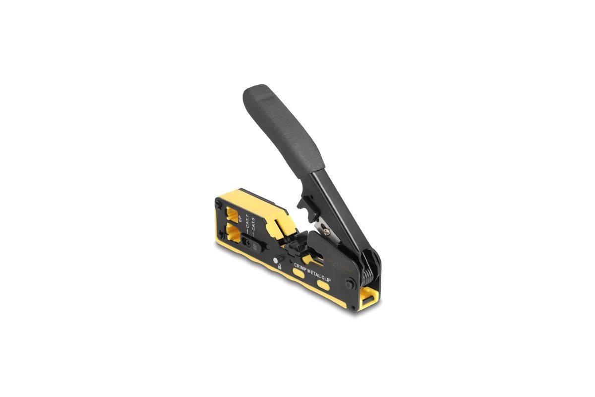 Delock Crimping Tool for 6P/8P RJ45/RJ11 plugs Cat. 5/6/7 with cutter and stripper-1