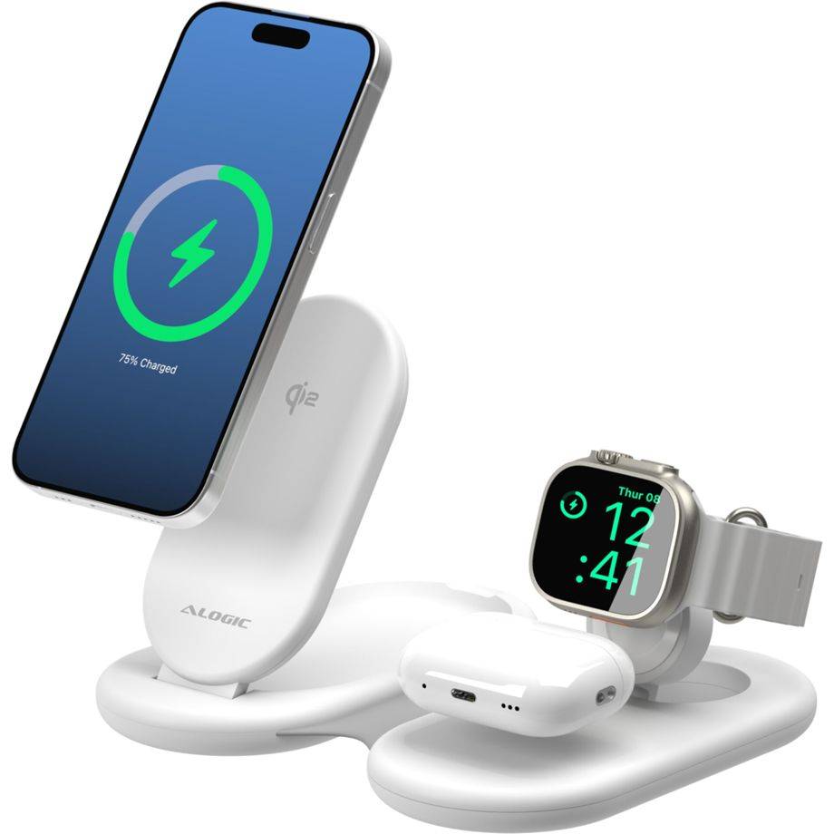 Alogic PackAway 3-in-1 Qi2 Wireless Charging Stand White-4
