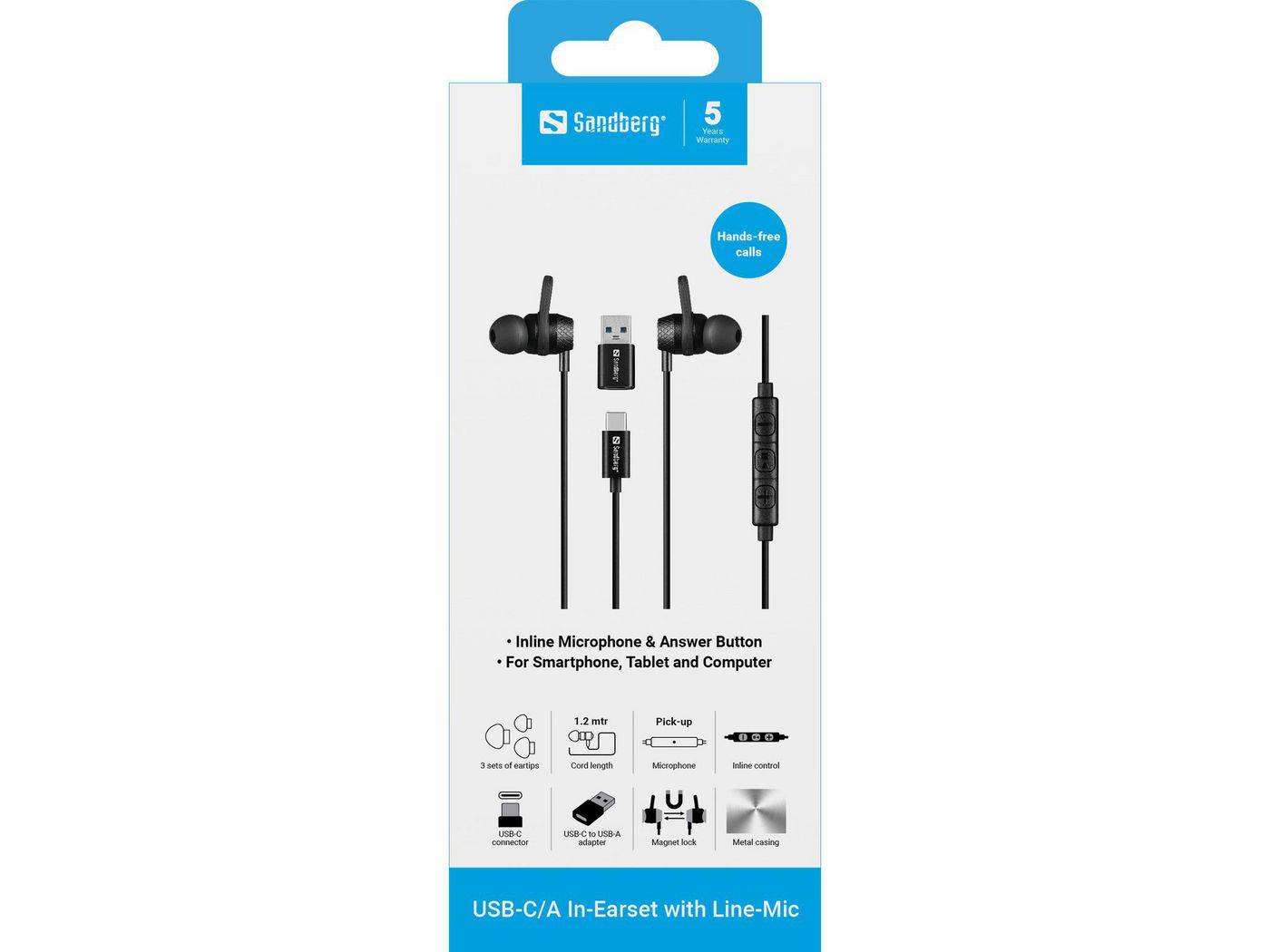 Sandberg USB-C/A in-ear oordopjes met lijnmicrofoon-2