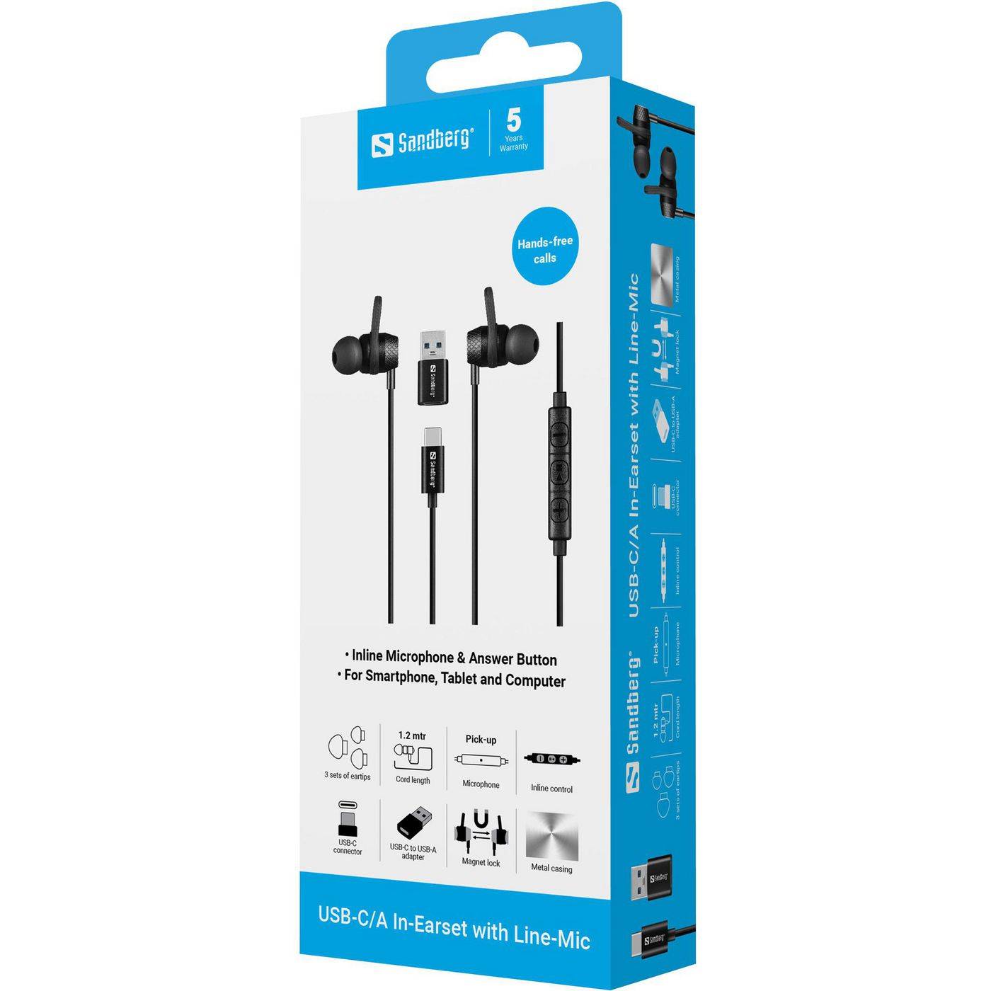 Sandberg USB-C/A in-ear oordopjes met lijnmicrofoon-3
