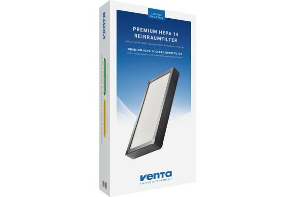 Het Venta H14 cleanroomfilter volgens EN1822 verwijdert 99,995% van de deeltjes.