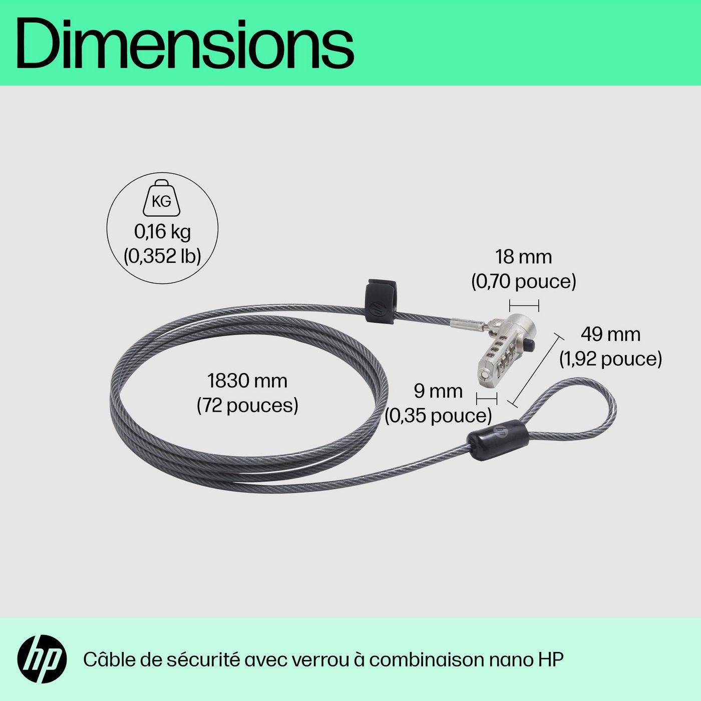 HP Notebook Beveiligingskabelslot Nano Combinatieslot-4