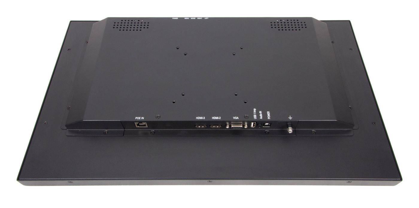 Ernitec 24" 24/7 Full-HD bewakingsmonitor. 2x HDMI 2.0, 1x VGA-poort, 1x RJ45 (PoE IN), 2x luidsprekers-2