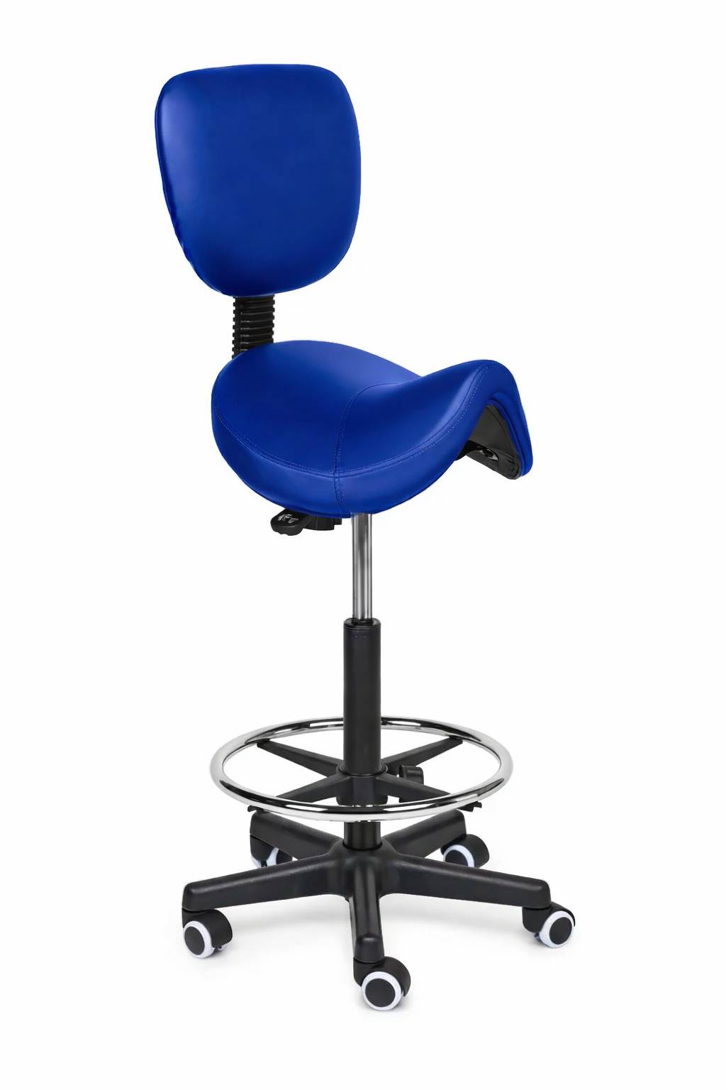 Ergonomische Zadelkruk met Rugleuning Comfort Blauw op Wielen-0