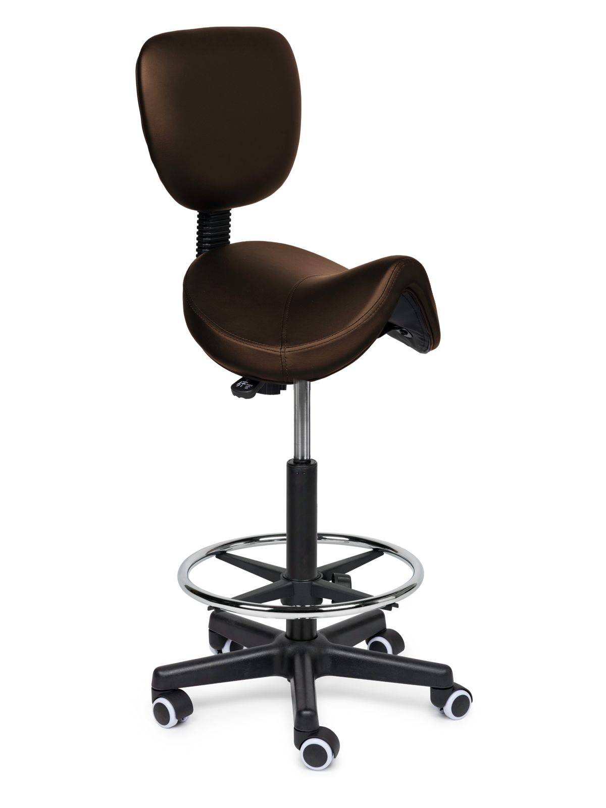Ergonomische Zadelkruk met Rugleuning Comfort Bruin op Wielen-0