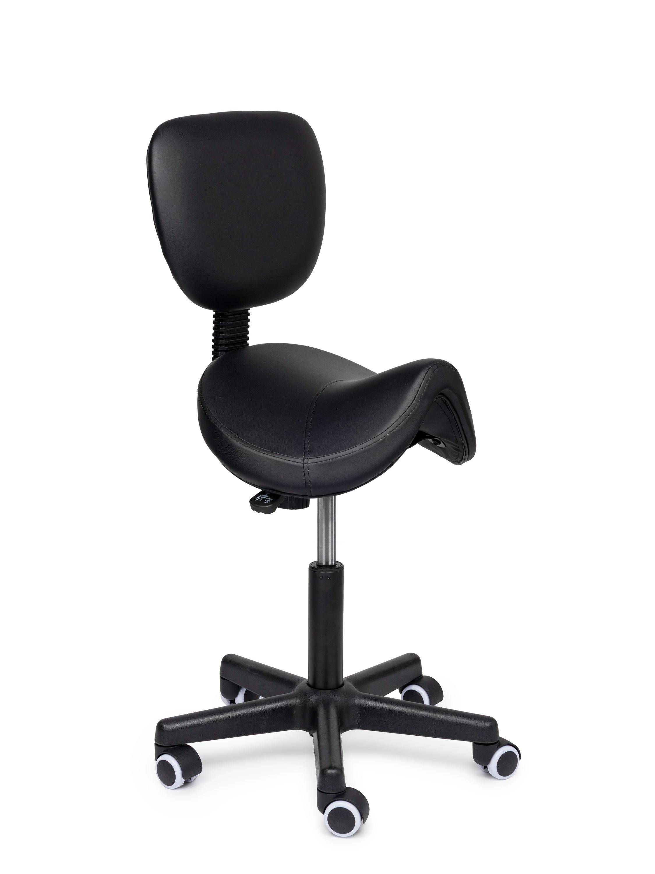 Ergonomische Zadelkruk met Rugleuning Comfort Zwart op Wielen-0