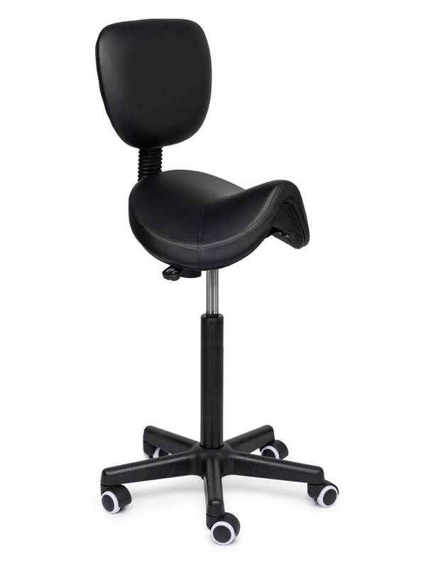Ergonomische Zadelkruk met Rugleuning Comfort Zwart op Wielen