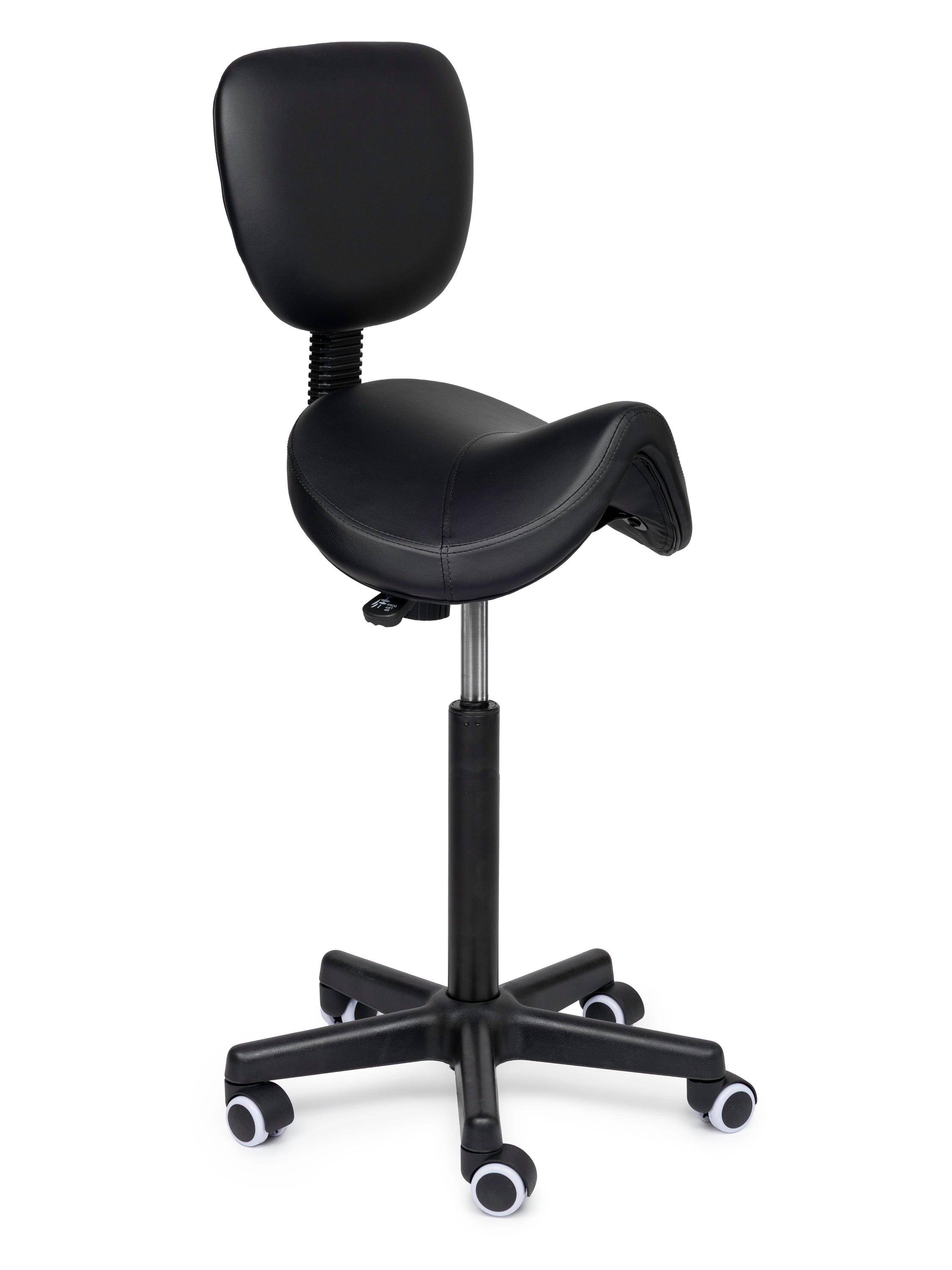 Ergonomische Zadelkruk met Rugleuning Comfort Zwart op Wielen-0