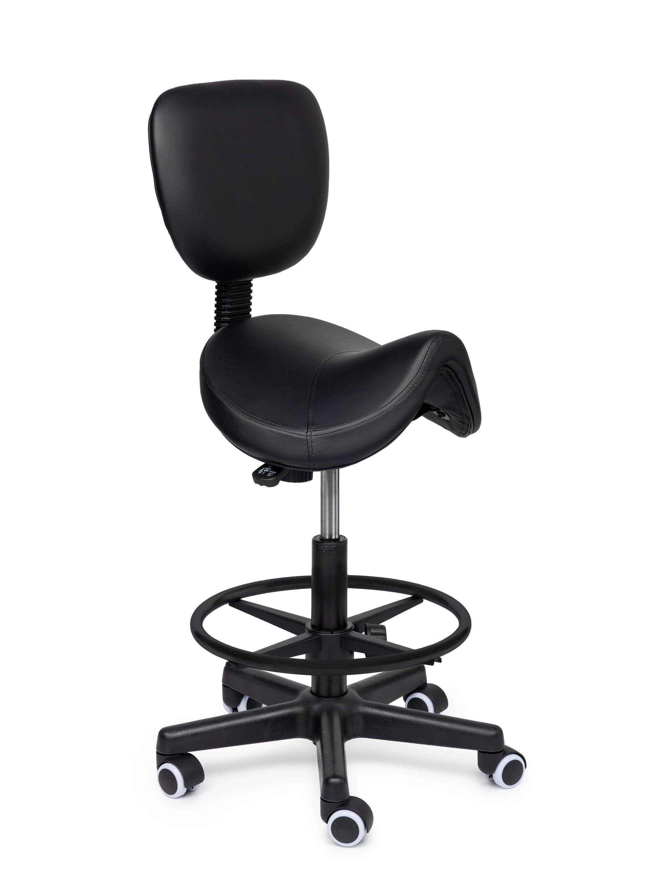 Ergonomische Zadelkruk met Rugleuning Comfort Zwart op Wielen-0