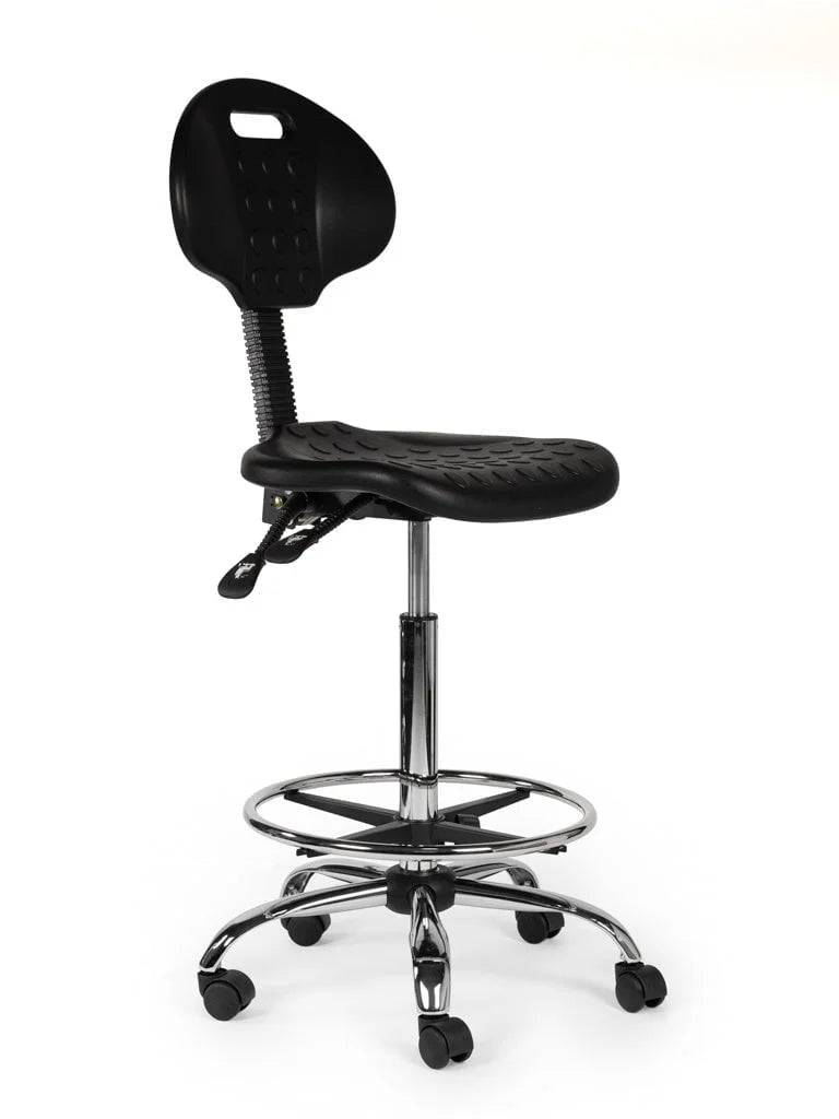 Ergonomische Werkplaatsstoel Zwart Op Wielen-0