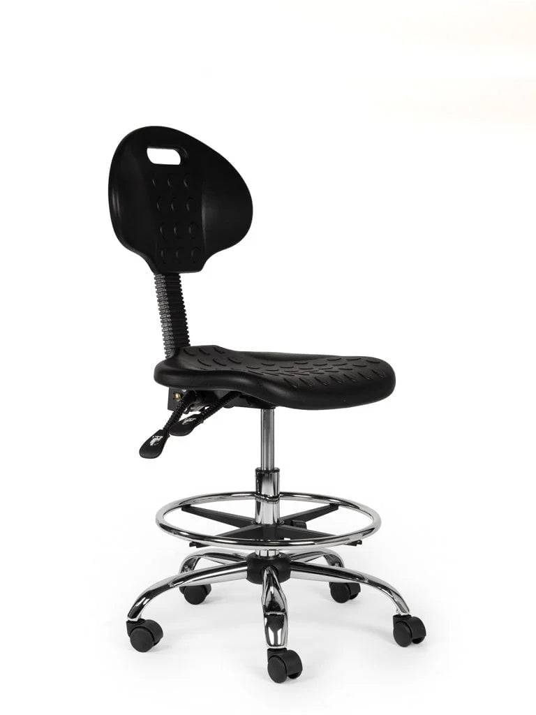 Ergonomische Werkplaatsstoel Zwart Op Wielen-0