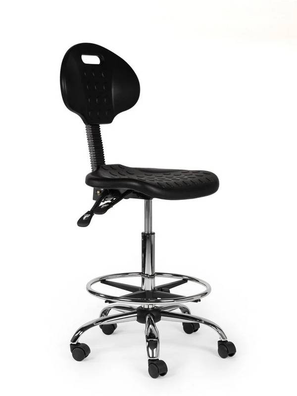 Ergonomische Werkplaatsstoel Zwart Op Wielen