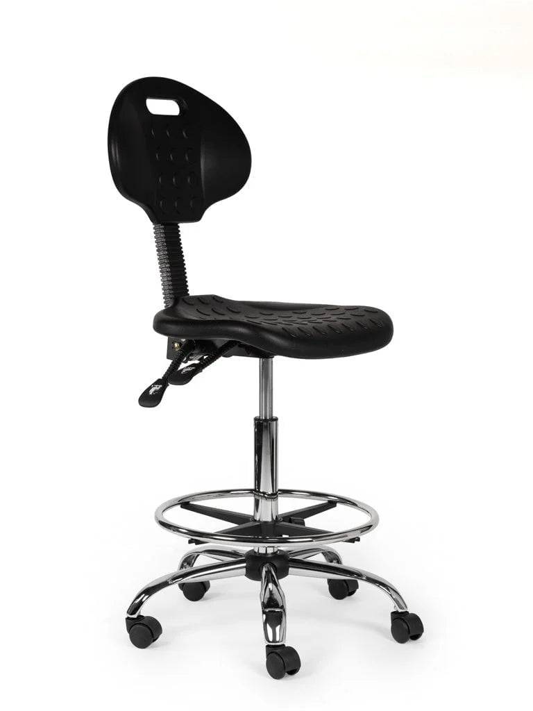 Ergonomische Werkplaatsstoel Zwart Op Wielen-0