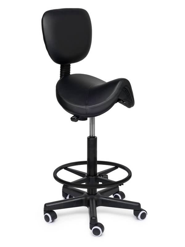 Ergonomische Zadelkruk met Rugleuning Comfort Zwart op Wielen