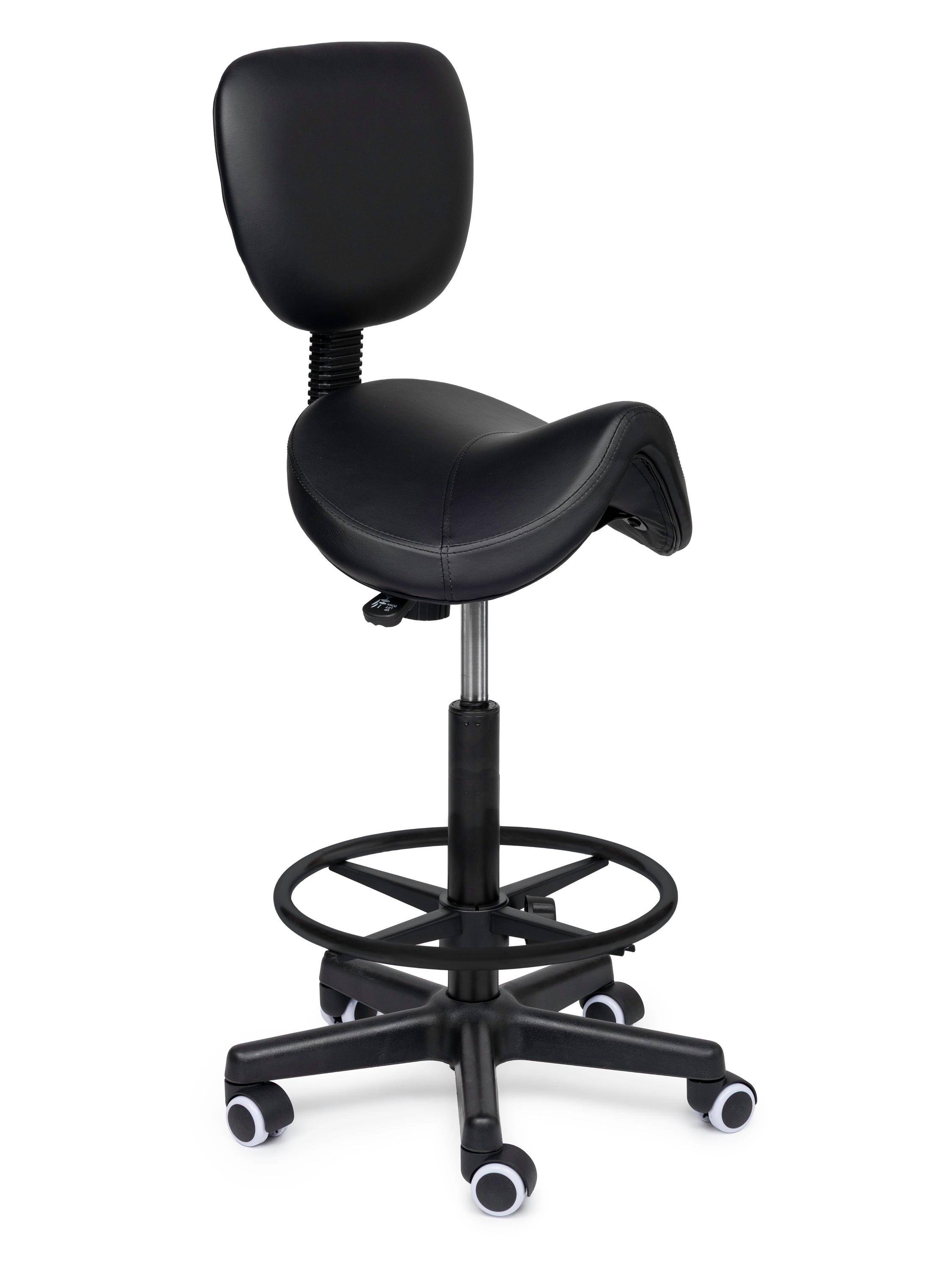 Ergonomische Zadelkruk met Rugleuning Comfort Zwart op Wielen-0