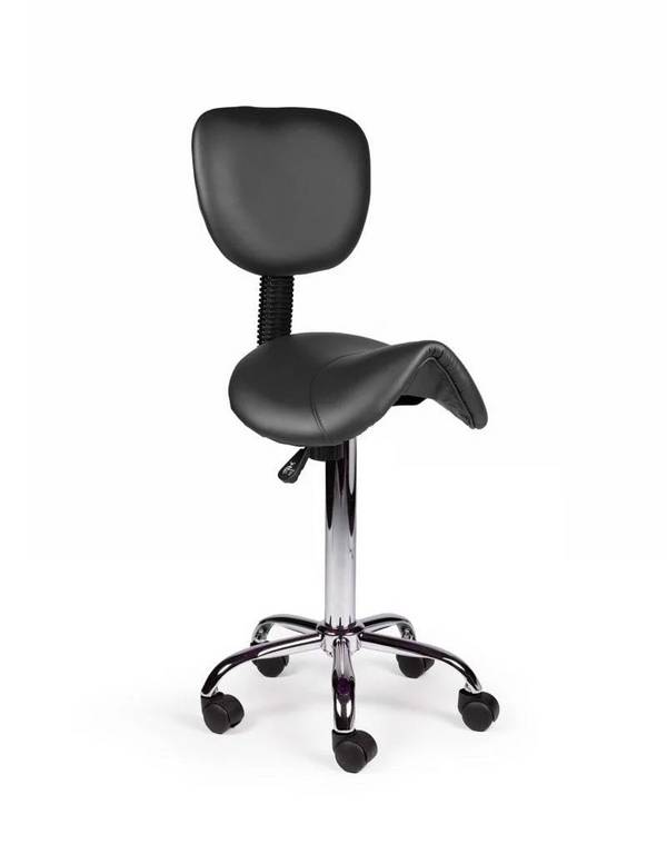 Ergonomische Zadelkruk met Rugleuning Zwart op Wielen