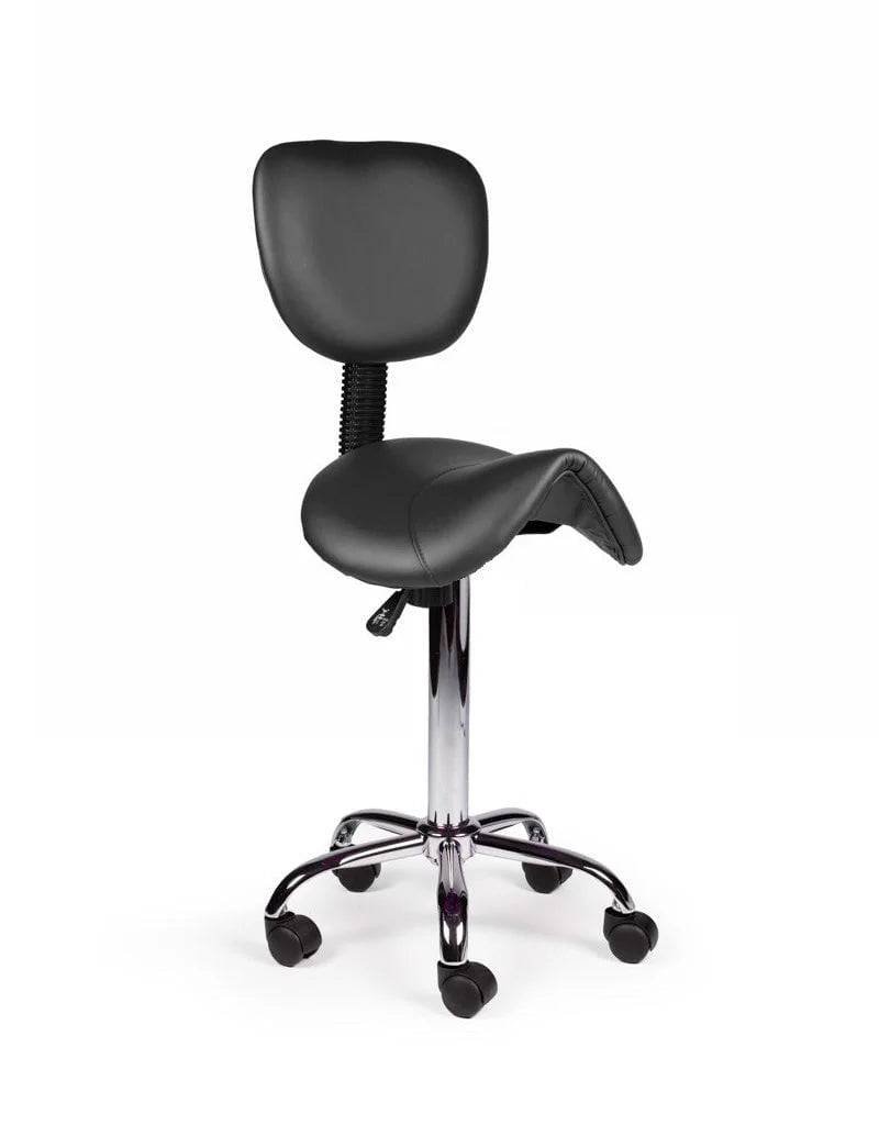 Ergonomische Zadelkruk met Rugleuning Zwart op Wielen-0