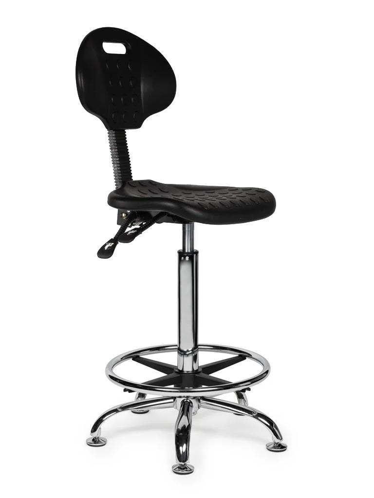 Ergonomische Werkplaatsstoel Zwart Op Wielen-0