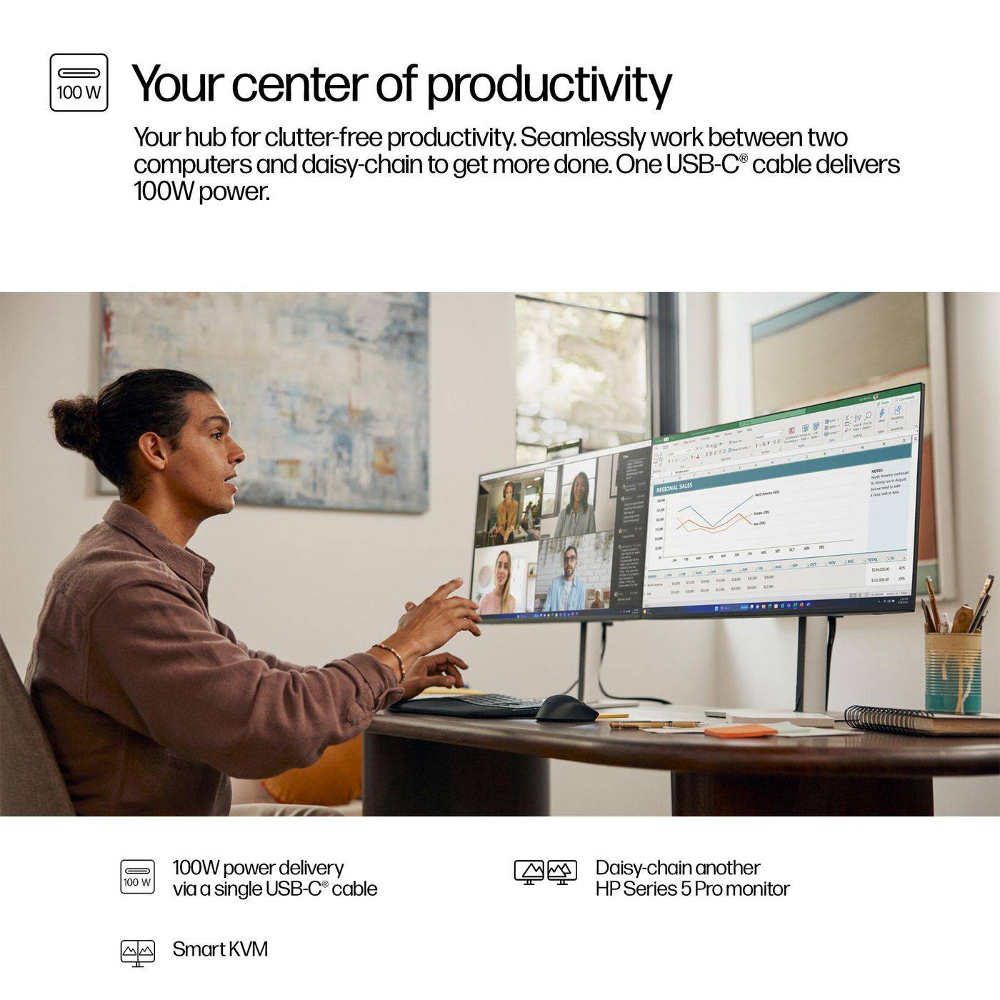 Symboolafbeelding voor HP Series 5 Pro 27 inch QHD USB-C conferentiemonitor - 527pm PVC-vrij