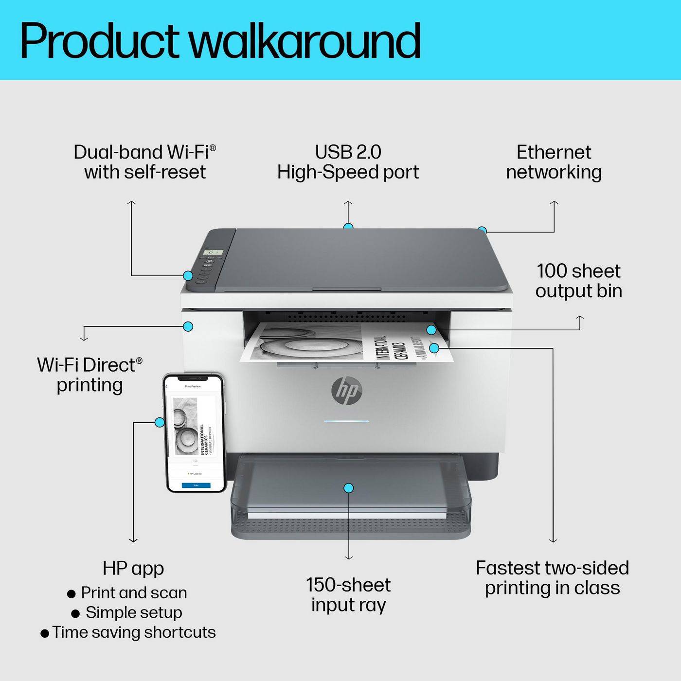Symboolafbeelding voor HP- HP LaserJet MFP M234dw printer, Zwart-wit, Printer voor Kleine kantoren, Printen, kopiëren, scann...