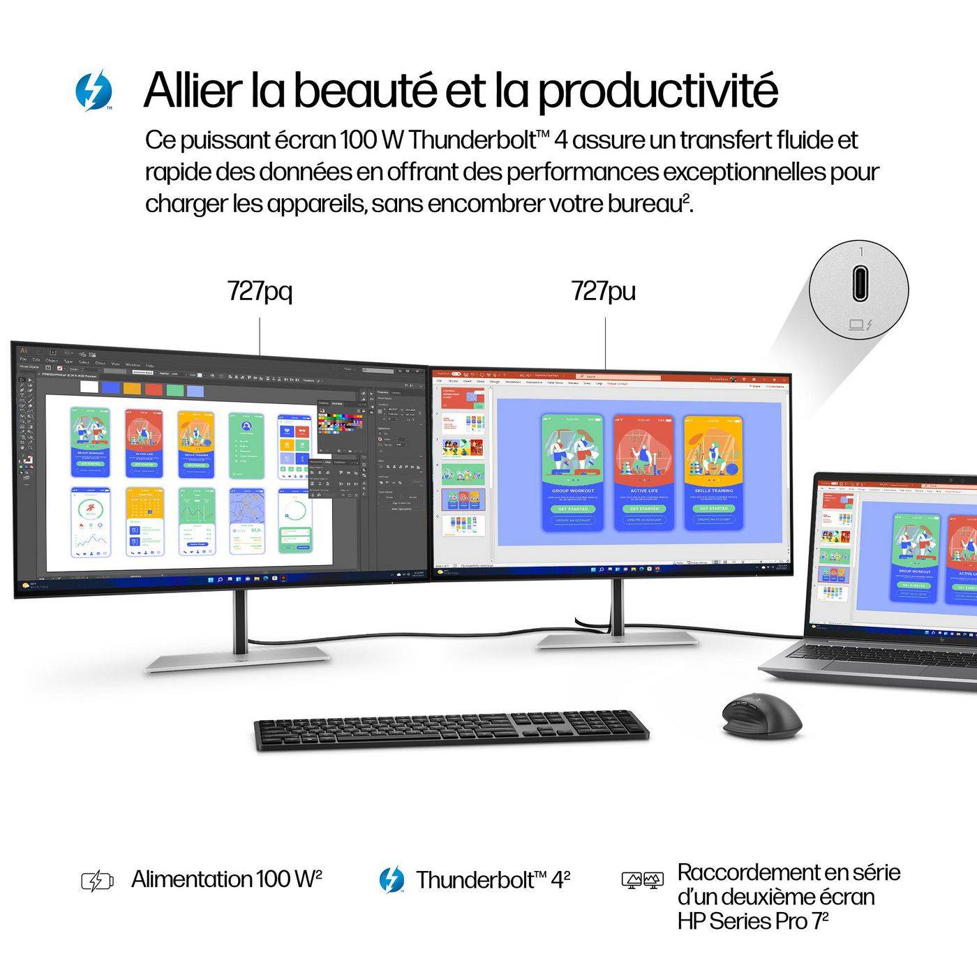 Symboolafbeelding voor HP Series 7 Pro 27 inch QHD Thunderbolt 4-monitor - 727pu