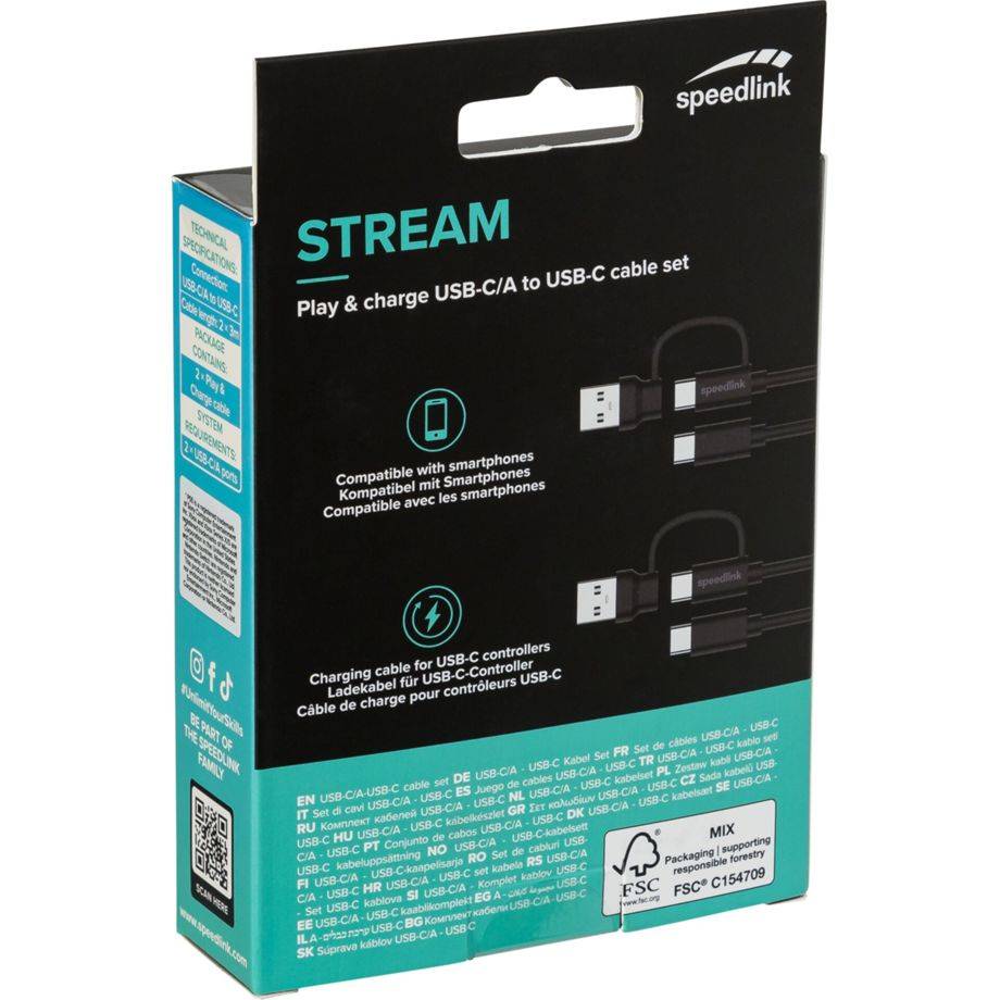 Speedlink STREAM Play & Charge USB-C/A to USB-C Cable Set-1