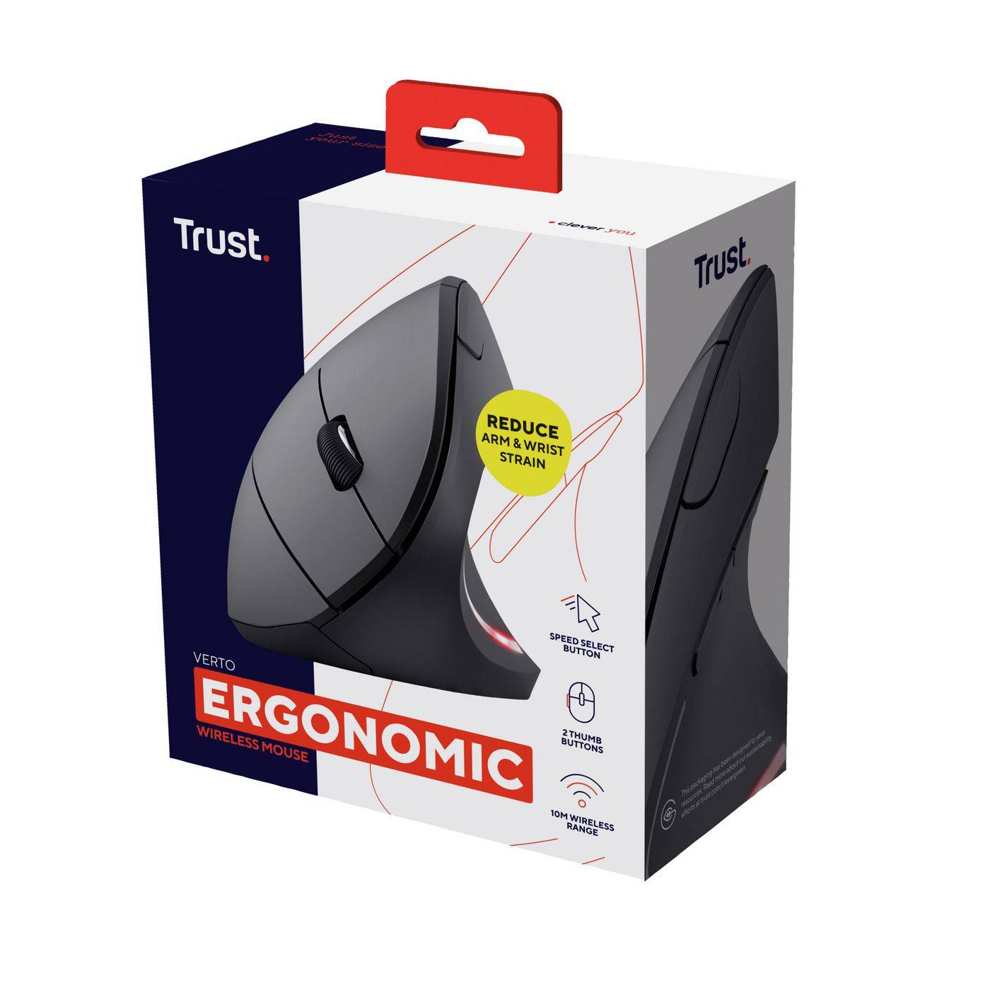 Symboolafbeelding voor Trust Verto Ergonomische muis Radiografisch Optisch Grijs 6 Toetsen 1600 dpi Ergonomisch