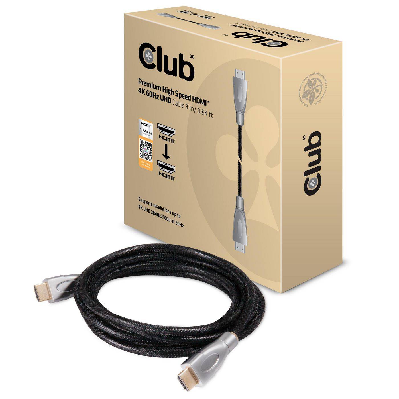 Club3D HDMI 2.0-kabel 3 meter UHD 4K/60Hz 18 Gbps gecertificeerde premium hogesnelheidskabel-1