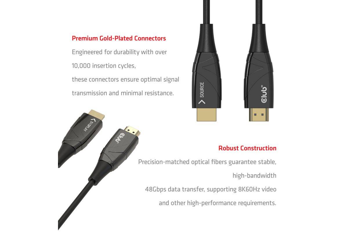 Club3D HDMI-kabel A naar A 2.1 actieve optische 8K60Hz UHD 100 meter (adviesprijs)-1