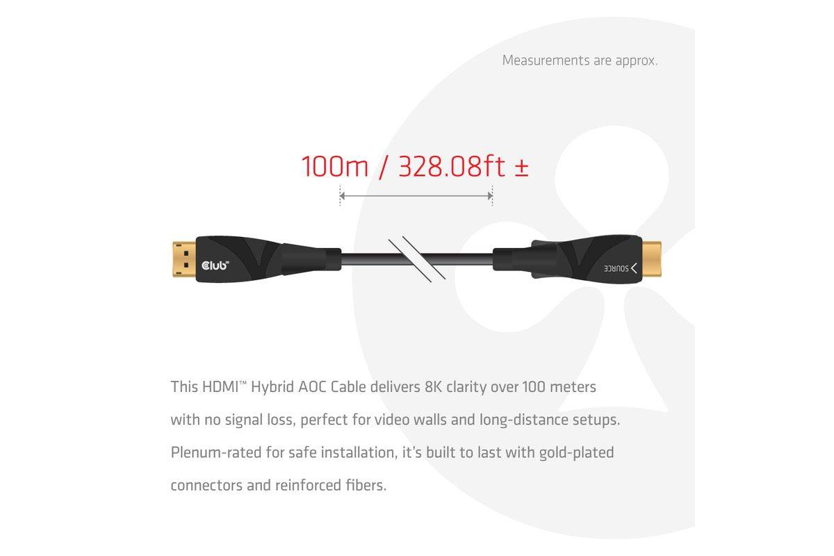 Club3D HDMI-kabel A naar A 2.1 actieve optische 8K60Hz UHD 100 meter (adviesprijs)-2