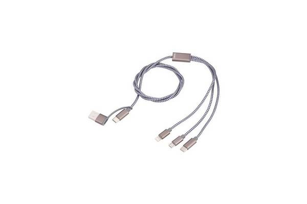 TROIKA CBL30/GY USB-kabel 1 m USB C USB C/Micro USB-A/Lightning Grijs