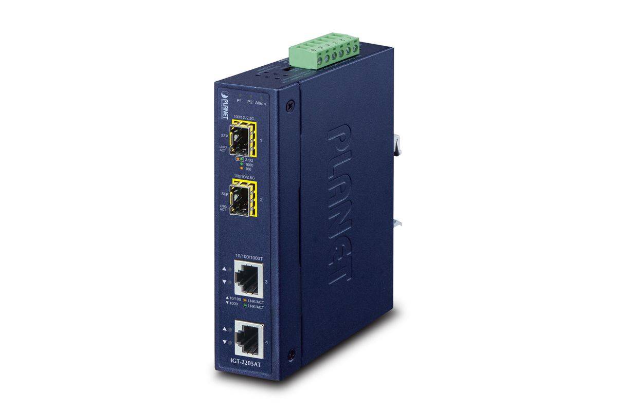 PLANET IP30 2x GE naar 2-poorts SFP-mediaconverter IGT-2205AT-0