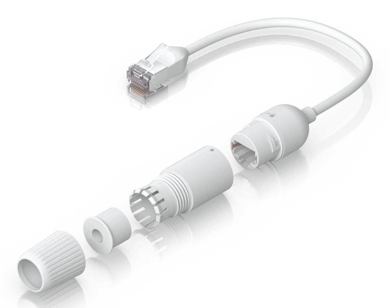 Ubiquiti Easy Cable, 2-pack, Cat6A, 10 GbE, D 3,5 mm, F/UTP, thermoplastisch elastomeer, IPX6, 0,15 m/0,185 m, wit-2