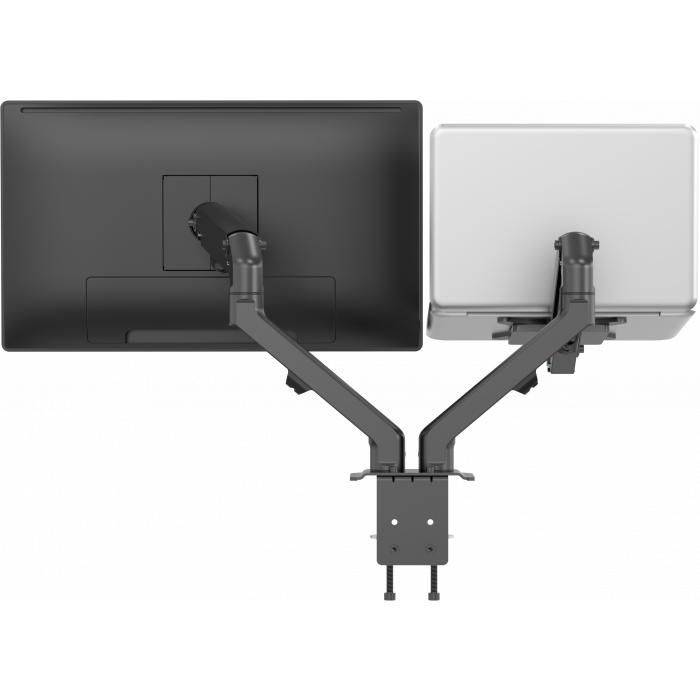 Vision Black monitorarm voor op het bureau, 100x100 inch, dubbel scherm-4