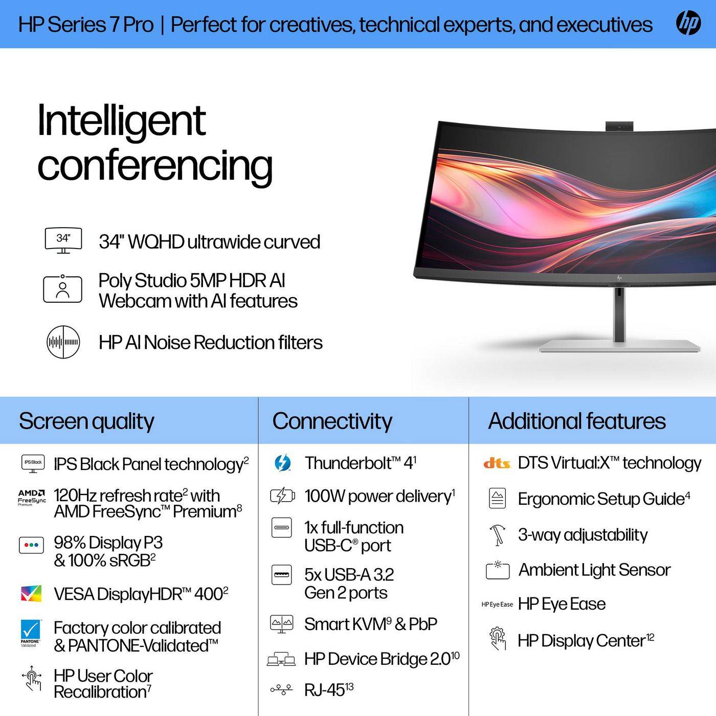 HP Series 7 Pro 34 inch WQHD-conferentiemonitor - 734pm-2