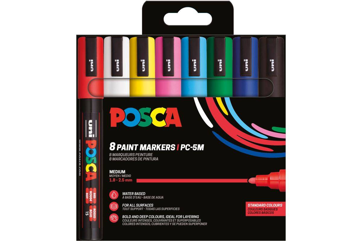POSCA markerpen UNI PC-5M set van 8 basispennen-0