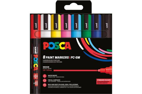 POSCA markerpen UNI PC-5M set van 8 basispennen