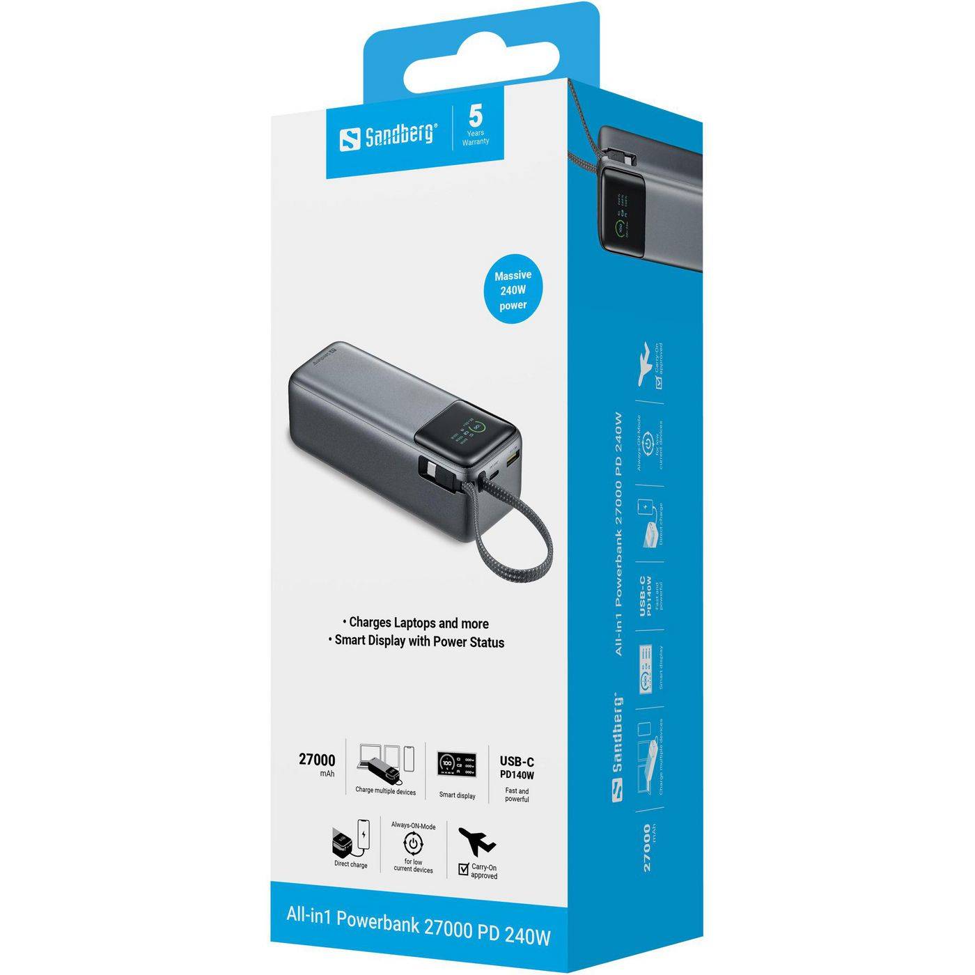 Symboolafbeelding voor Sandberg All-in1 Powerbank 27000 PD240W is voor degenen die maximale prestaties eisen