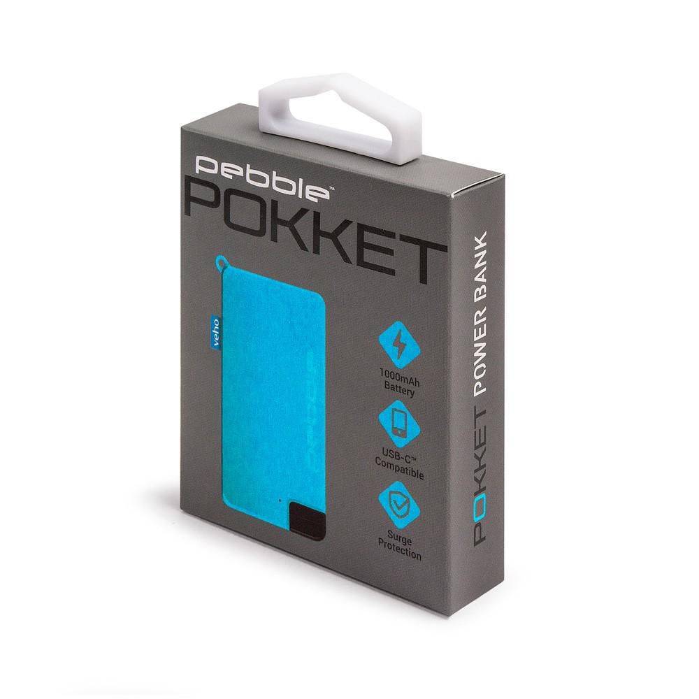 Veho Pebble Pokket 1000mAh microformaat powerbank met sleutelhanger - Blauw-3