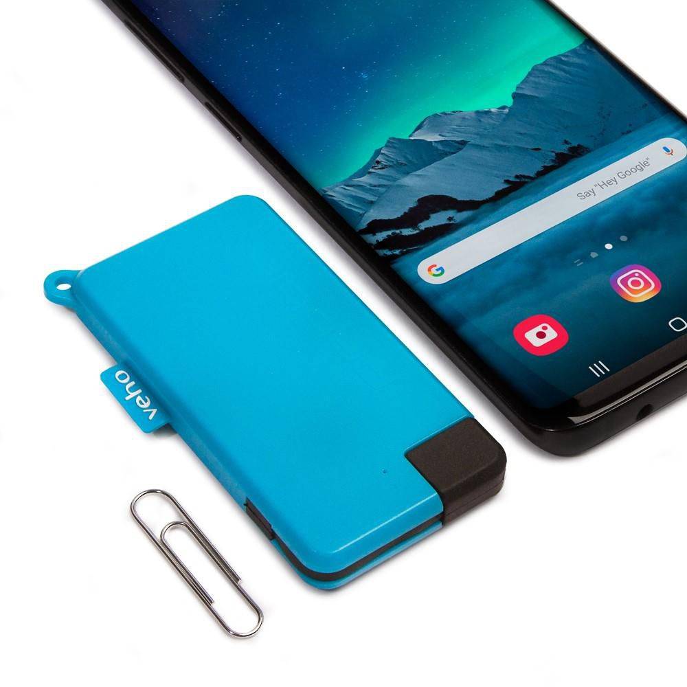 Veho Pebble Pokket 1000mAh microformaat powerbank met sleutelhanger - Blauw-4