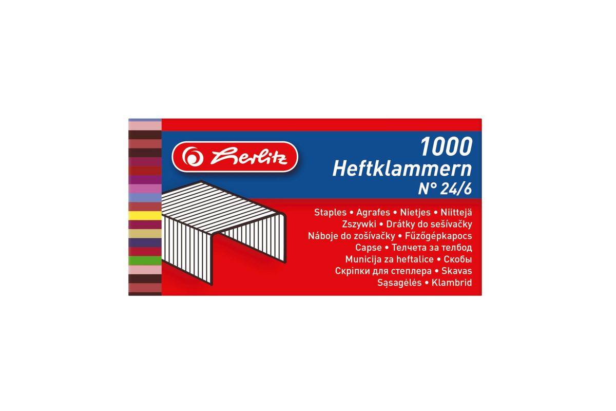 Herlitz nietjes nr. 24/6 gegalvaniseerd 2x1000 blisterverpakking-0