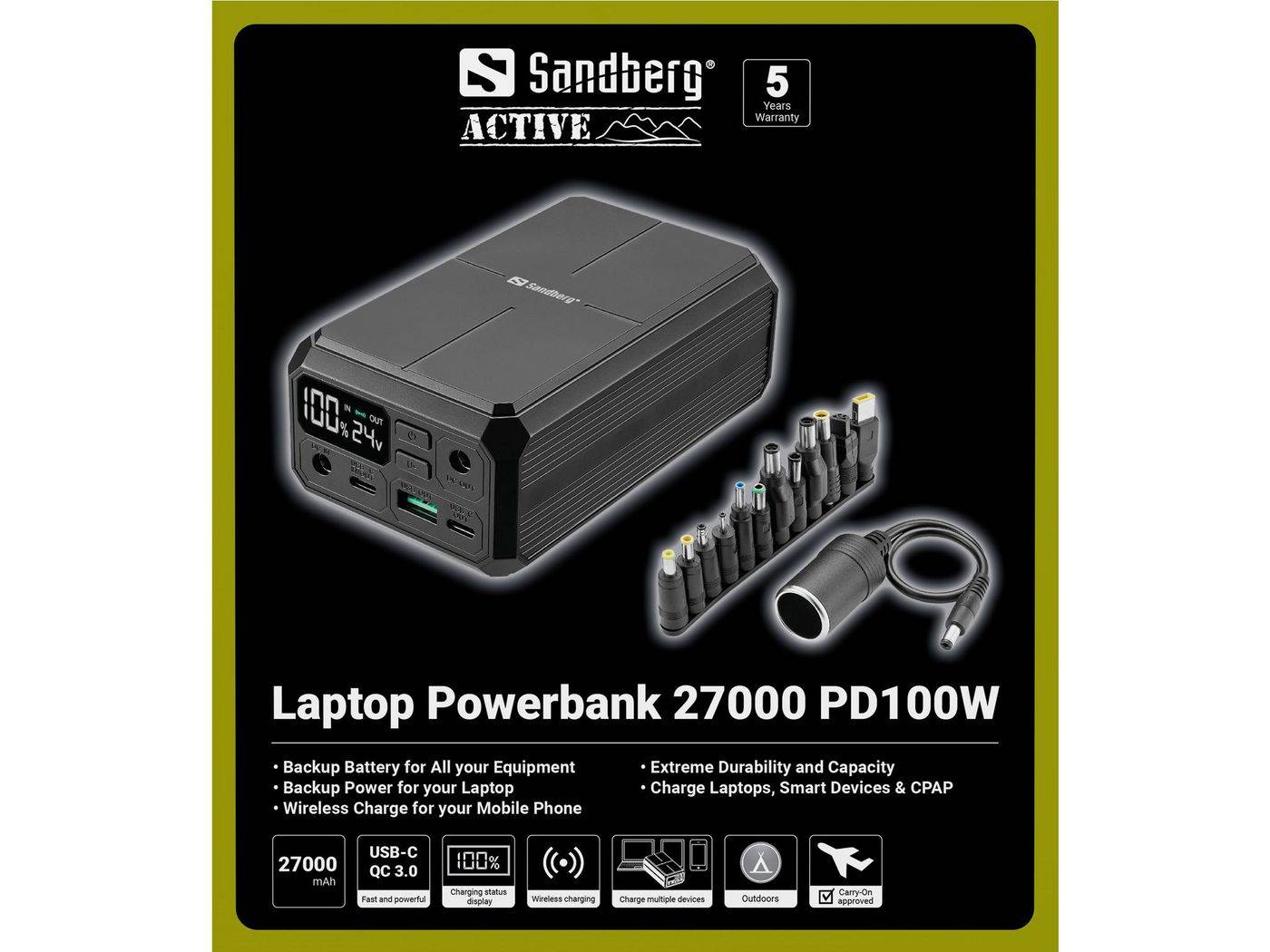 Symboolafbeelding voor Sandberg Powerbank 20000 mAh Connect is een krachtige maar compacte powerbank met een hoge capaciteit