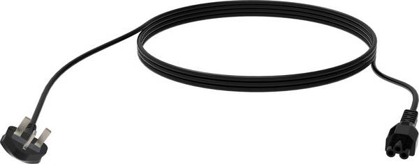 Vision BS 1363 (Britse stekker) naar IEC 60320 C5 (klaverblad), 3 meter, 7,1 mm, 13 A, 250 V, zwart