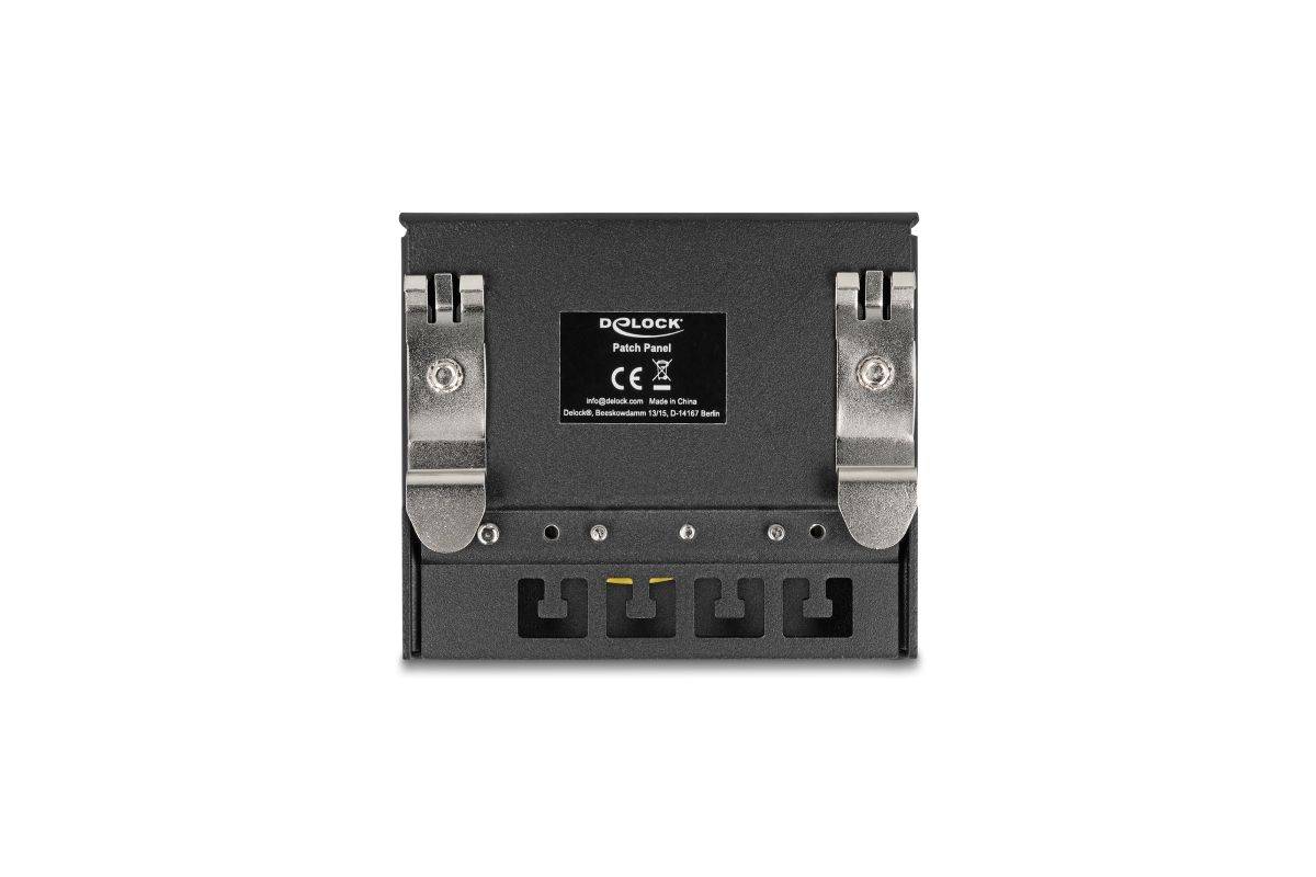Delock Mini Desktop Patch Panel RJ45 jack 4 port Cat.6A shielded black - for mounting on a table, wall or DIN rail-2