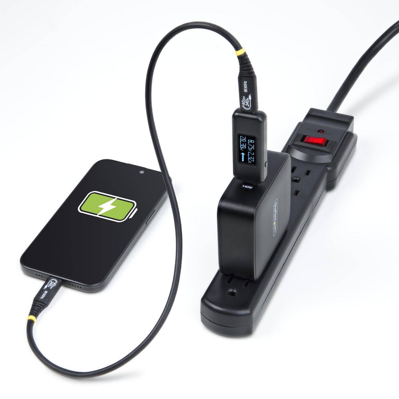 Symboolafbeelding voor StarTech.com USB-C-vermogenstester, digitale multimeter, bidirectionele spannings- en stroommeter, 240W PD EPR, kabel-/p