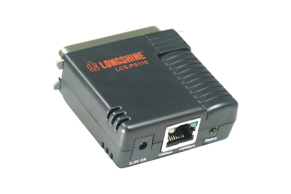 Longshine printserver 10/100 1x parallel klein/WEB-beheer.-0
