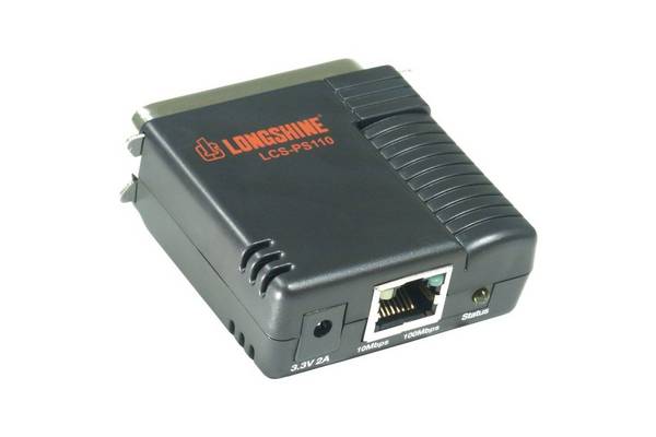 Longshine printserver 10/100 1x parallel klein/WEB-beheer.