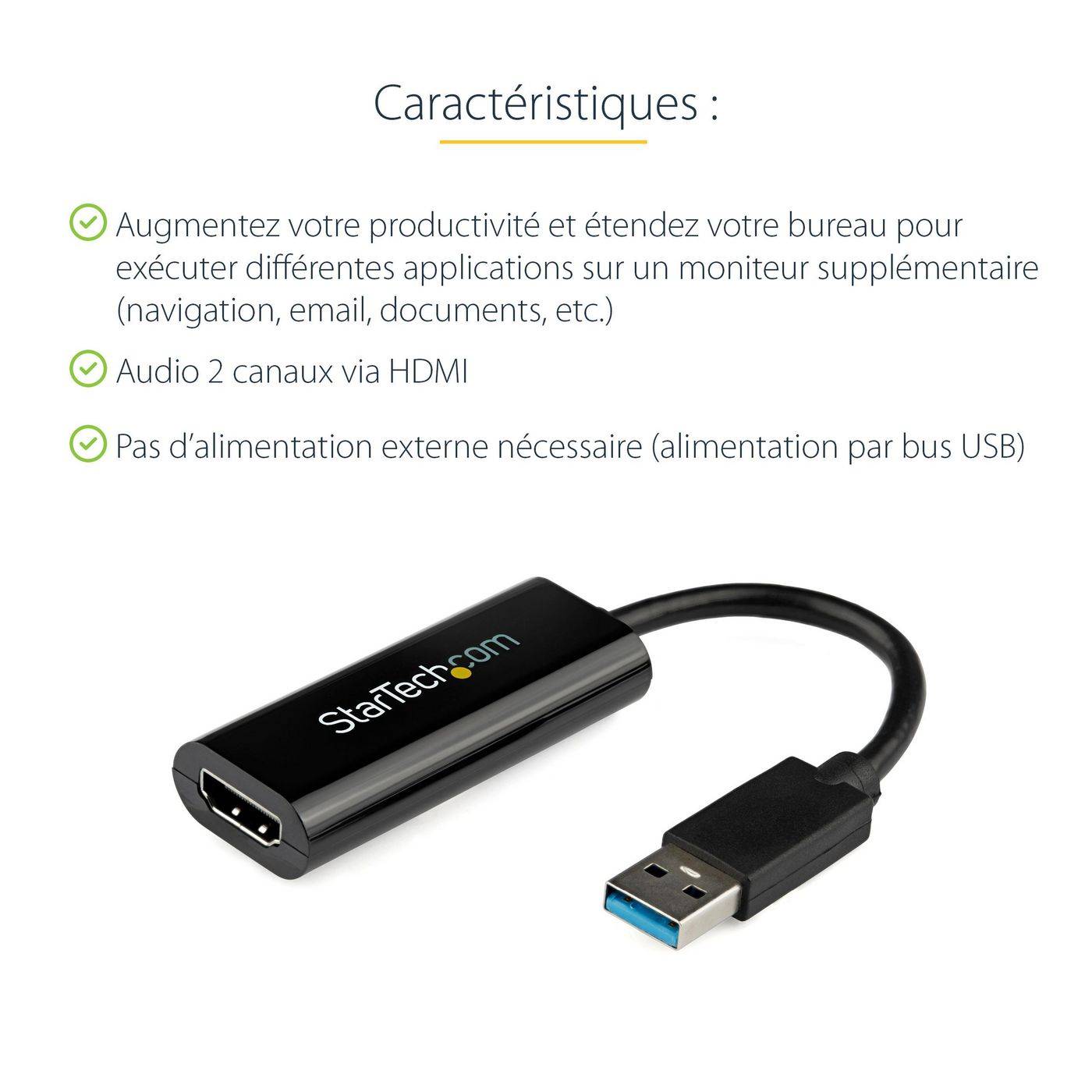 Symboolafbeelding voor StarTech.com USB 3.0 naar HDMI-adapter - 1080p (1920x1200) - Slanke/compacte USB Type-A naar HDMI-beeldschermadapter/con