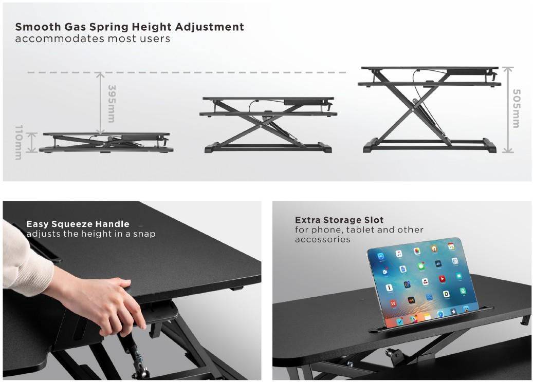 Symboolafbeelding voor Equip ERGO monitortafel met zit-sta bankverhoger zwart 15kg